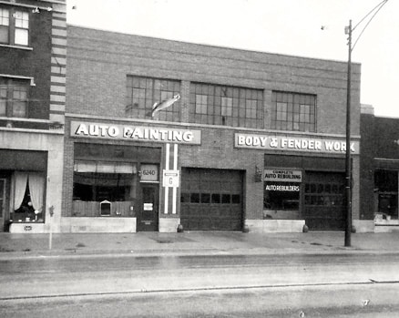 Exterior view of the North Shore Rebuilder shop from many years ago